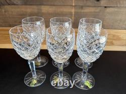 WATERFORD COMERAGH CLARET Wine GLASSES 6.5 Set of 6 IrelandVintageEUC