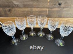 WATERFORD COMERAGH CLARET Wine GLASSES 6.5 Set of 6 IrelandVintageEUC