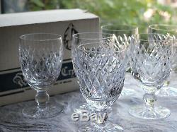 Waterford Crystal Boyne Claret Wine Glasses Set of 6 Vintage in Original Box