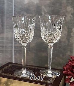 Waterford Crystal Kelsey Platinum Wine Glasses Vintage 7 5/8 Set Of 2