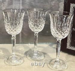 Waterford Crystal Kelsey Platinum Wine Glasses Vintage 7 5/8 Set Of 3