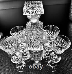 Waterford Crystal Lismore Claret Wine Set of 4 & Vintage Wine Decanter