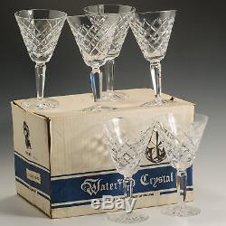 Waterford Crystal Tyrone Vintage Boxed Set 6 Six Large 7 Wine / Water Goblets