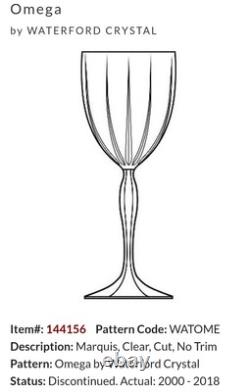Waterford Marquis OMEGA Wine Glasses Goblets Set Of 4 Vintage Rare