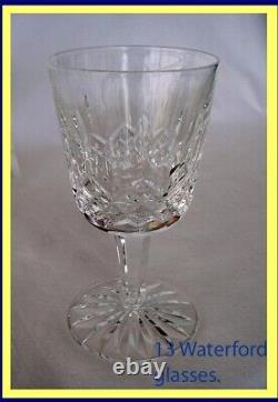 Waterford vintage set 13 signed cut glass sherry wine glasses (4245)