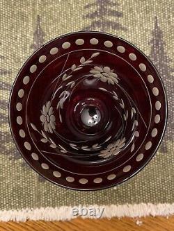 William Sonoma Garnet Vintage Etched Wine Glasses Set of 4