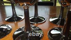 Wine Carafe Set Silver Fade 1 carafe 6 wine glasses France Cristal D'Arques EUC