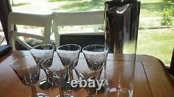 Wine Carafe Set Silver Fade 1 carafe 6 wine glasses France Cristal D'Arques EUC