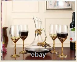 Wine Decanter And Glasses Set Dispenser Crystal Glass Luxury Vintage Champagne