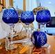 Wine Glasses Goblets Hock Cut-to-Clear Royal COBALT BLUE Set of 4