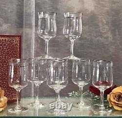 Wine Glasses Lenox Moonspun Platinum Vintage Trim Etched Rim Glassware Set 8