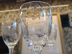 Wine Glasses, Rock-Sharpe Chantilly Cut Polished, Ornate Stem, Vintage, Set 4