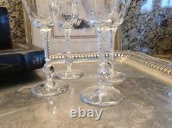 Wine Glasses, Rock-Sharpe Chantilly Cut Polished, Ornate Stem, Vintage, Set 4