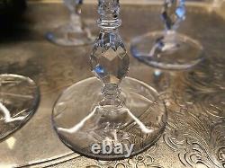 Wine Glasses, Rock-Sharpe Chantilly Cut Polished, Ornate Stem, Vintage, Set 4