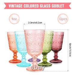Wine Glasses Set Of 12 Vintage Goblet 9 Oz Vintage Colored Glass Goblet Beverage