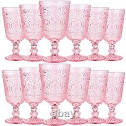 Wine Glasses Set of 12 Vintage Goblet 9 oz Vintage Colored Glass Goblet Pink