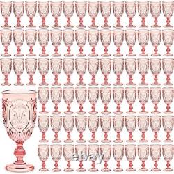 Wiwiqing 100 Pcs 7.5oz Pink Vintage Plastic Goblets Wine Glasses