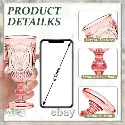 Wiwiqing 100 Pcs 7.5oz Pink Vintage Plastic Goblets Wine Glasses