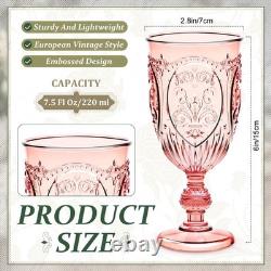 Wiwiqing 100 Pcs 7.5oz Pink Vintage Plastic Goblets Wine Glasses