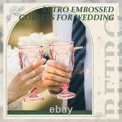 Wiwiqing 100 Pcs 7.5oz Pink Vintage Plastic Goblets Wine Glasses