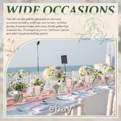 Wiwiqing 100 Pcs 7.5oz Pink Vintage Plastic Goblets Wine Glasses