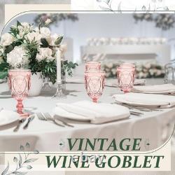 Wiwiqing 100 Pcs 7.5oz Pink Vintage Plastic Goblets Wine Glasses