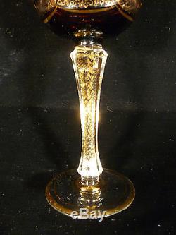 Wonderful Vintage Moser Amethyst Cabochon & Gilt Cut Glass Wine Goblet