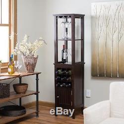Wood Wine Cabinet Vintage Floor Bottle Glass Holder Display Storage Rack Tower