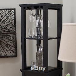 Wood Wine Cabinet Vintage Floor Bottle Glass Holder Display Storage Rack Tower
