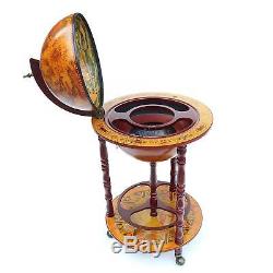 Wooden Vintage Globe Shaped Mini Bar Drinks Cabinet Whisky Wine Spirits Glasses