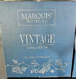 X8 WATERFORD MARQUIS VINTAGE Deep Red Wine Glasses Signed c. 2003