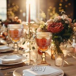XKXKKE 12 Pcs Vintage Wine Glasses, 10 Oz Colored Glass Water Goblets, Unique