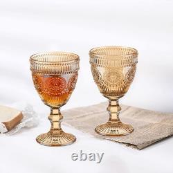 XKXKKE 12 Pcs Vintage Wine Glasses, 10 Oz Colored Glass Water Goblets, Unique