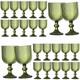 XKXKKE 24 Pcs Green Vintage Wine Glasses 11 oz Embossed Pattern Goblets Set