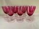 ZZ101 Set of 7 Vintage Red Hand-Blown Dinnerware & Barware Goblet Wine Glass