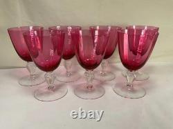 ZZ101 Set of 7 Vintage Red Hand-Blown Dinnerware & Barware Goblet Wine Glass
