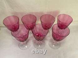 ZZ101 Set of 7 Vintage Red Hand-Blown Dinnerware & Barware Goblet Wine Glass