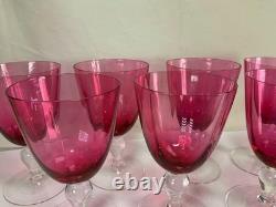 ZZ101 Set of 7 Vintage Red Hand-Blown Dinnerware & Barware Goblet Wine Glass
