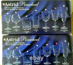Zawiercie 2 Boxes (4 pc each)Vtg Astrid Pinwheel Full Lead Crystal Wine Glasses